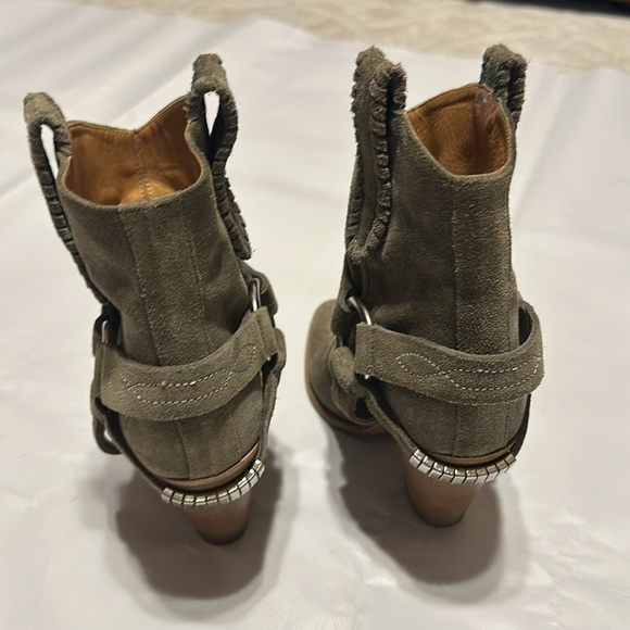ETOILE ISABEL MARANT WESTERN ANKLE SUEDE BOOTIE SIZE 35 COLOR OLIVE GREEN - Picture 8 of 16